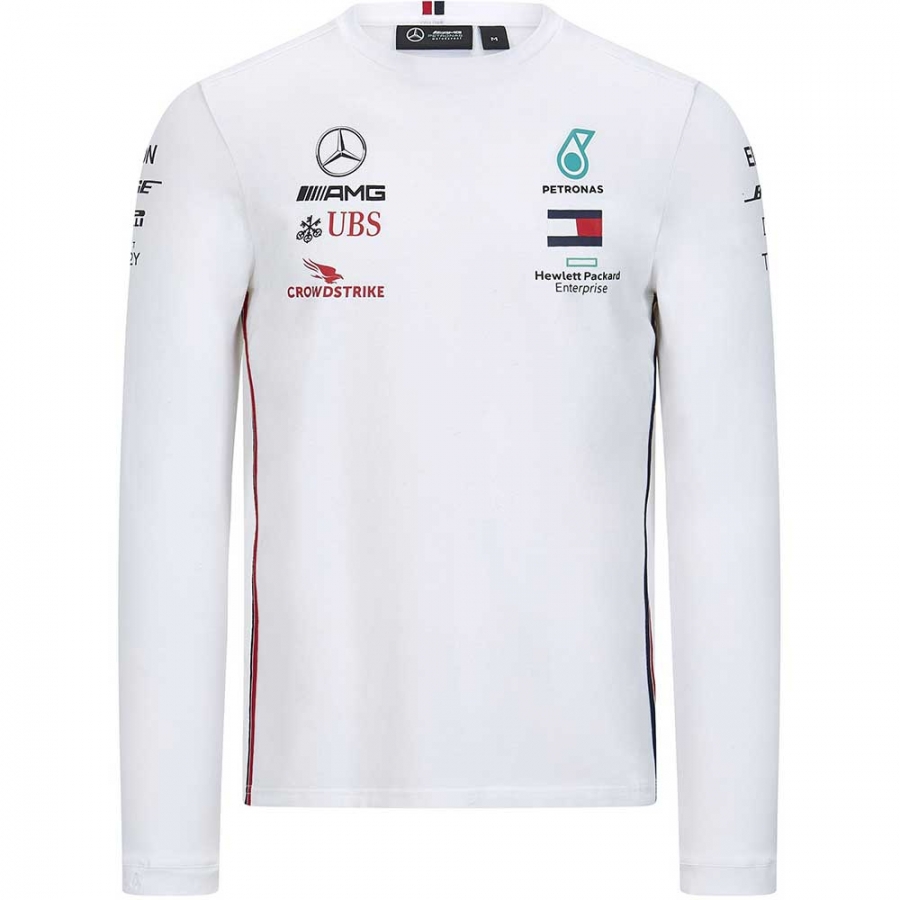 Mercedes AMG Petronas F1 Team Long Sleeve White Tee Shirt 2020 MZ0116